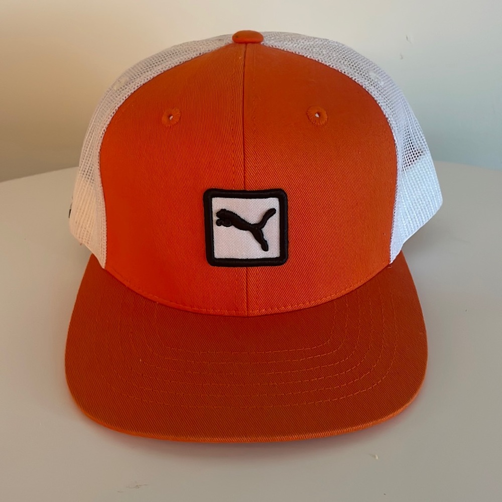 Orange and White Puma Golf Hat